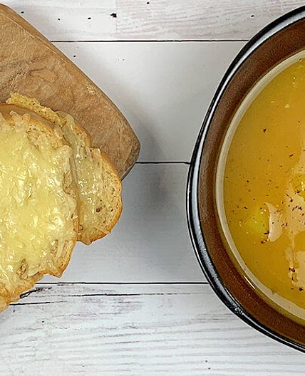 Curried Pumpkin Soup with Gruyere Toast