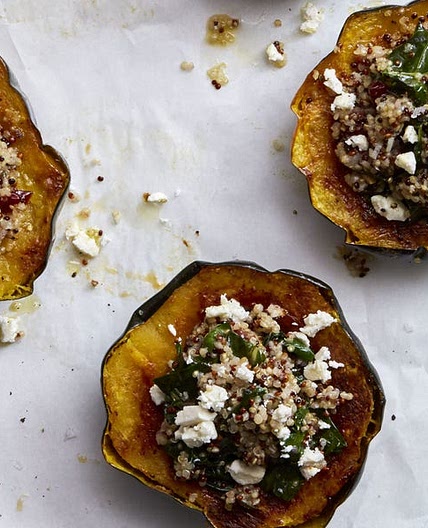 Quinoa-Stuffed Acorn Squash with Cranberries and Feta