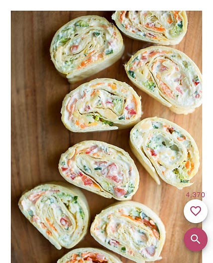 VEGETABLE CREAM CHEESE TORTILLA ROLL UPS