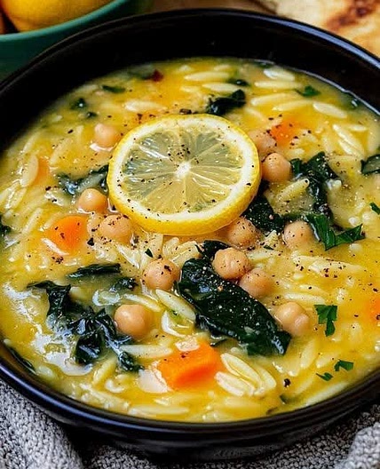 Vegan Avgolemono Soup (Greek Lemon Orzo Soup)