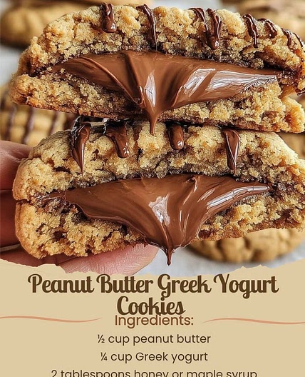 Healthy Peanut Butter Greek Yogurt Cookies with Gooey Chocolate 