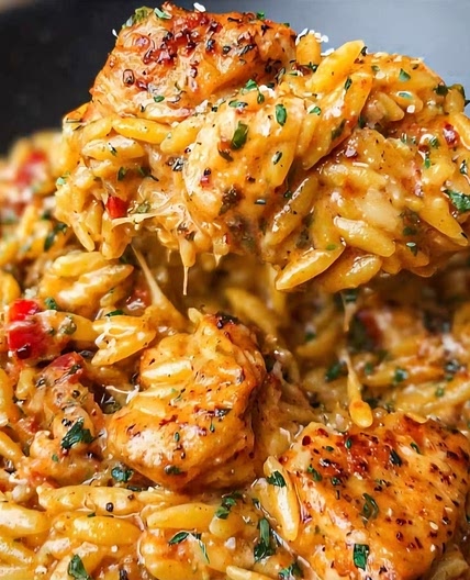 Creamy Cajun-Spiced Chicken Orzo Alfredo in One Pot