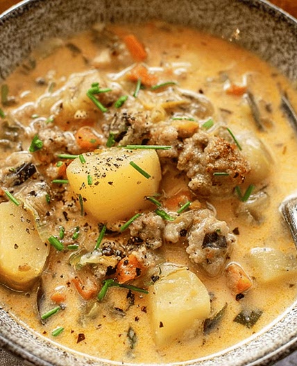 Potato Sausage Chowder Recipe - Tent Trail Camping