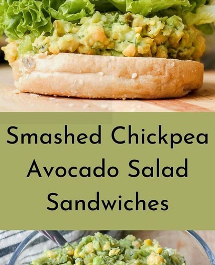 Smashed chickpea avocado dill pickle sandwichs