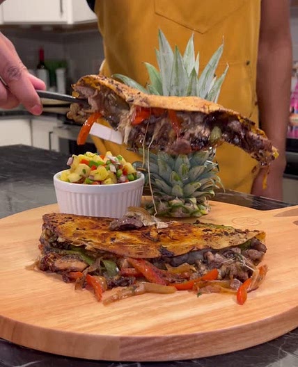 Jerk Chicken Quesadillas w/ Pineapple Salsa