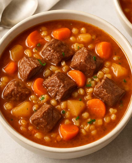 Freezer-Friendly Beef Barley Stew