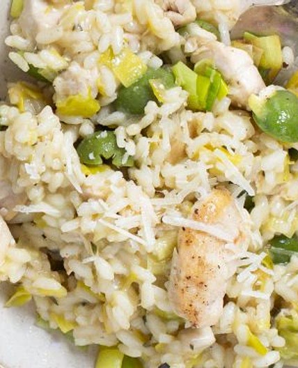 Chicken and Leek Risotto with Olives
