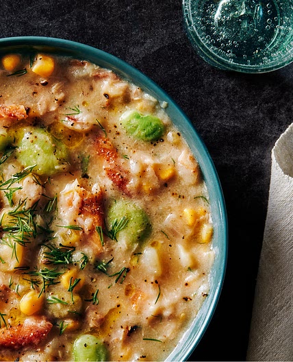Smoky Fish Chowder with Potatoes and Corn