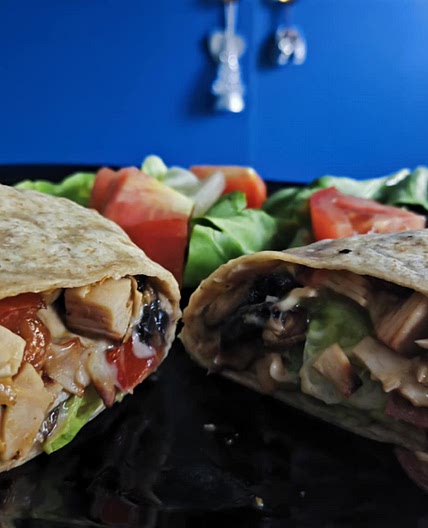 Whole Wheat Tortilla Wraps with Mushroom-Ham Filling