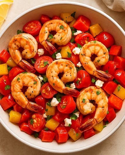Mediterranean Shrimp Recipe with Bell Peppers