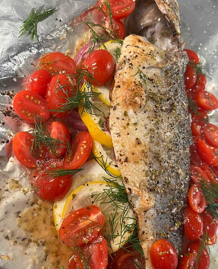 Greek Style Roasted Bronzino