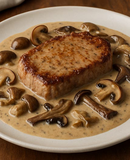 lomo en salsa de tres hongos