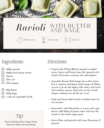Ravioli with butter and sage