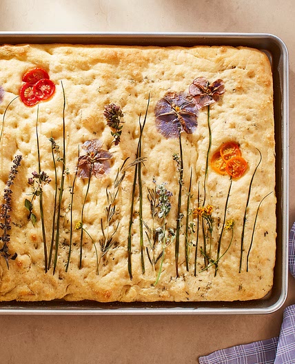 Herb Focaccia with Edible Flowers Recipe