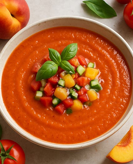 Tomaten-Pfirsich Gazpacho