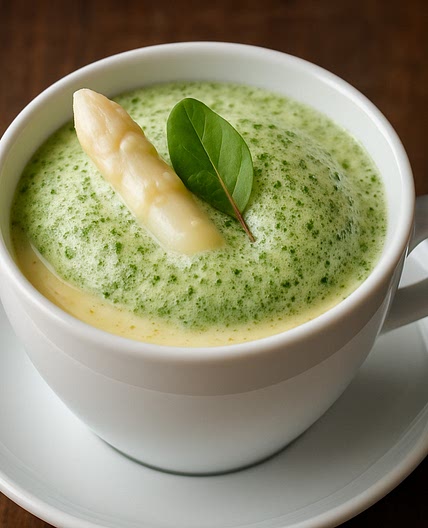 Spargel Cappuccino mit Sauerampfer-Foam