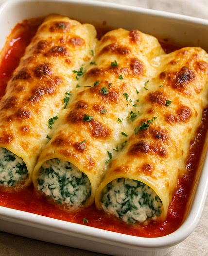 Cannelioni mit Ricotta und Spinat