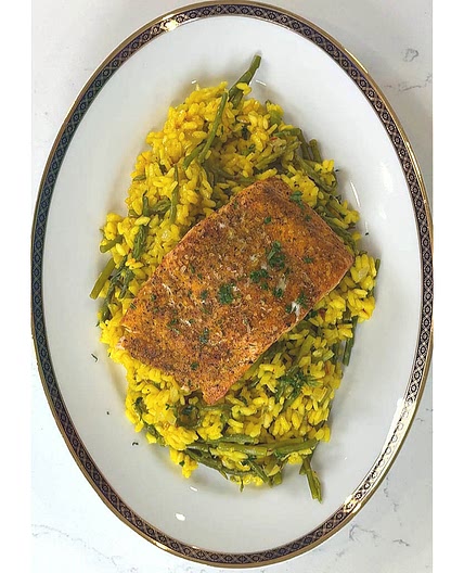 Saffron Risotto with Asparagus & Salmon