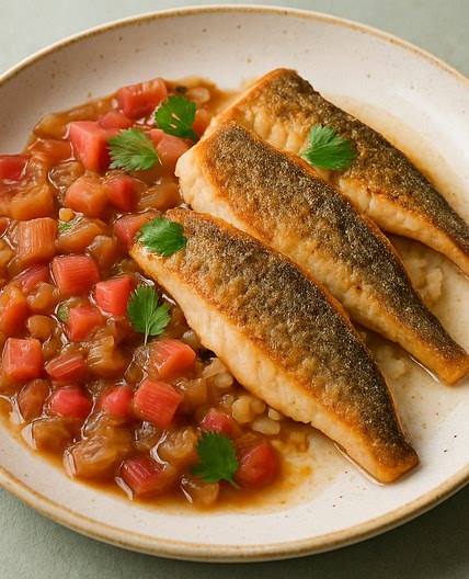 Gebratener Egli an Rhabarber-Chutney