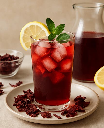 Hibiskus-Blüten Eistee