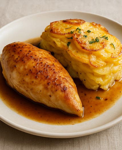 Pouletbrust mit Kartoffelgratin
