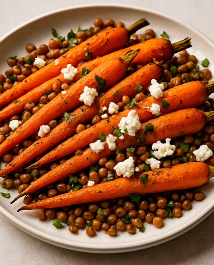Ofen- Ruebli mit Linsen und Feta