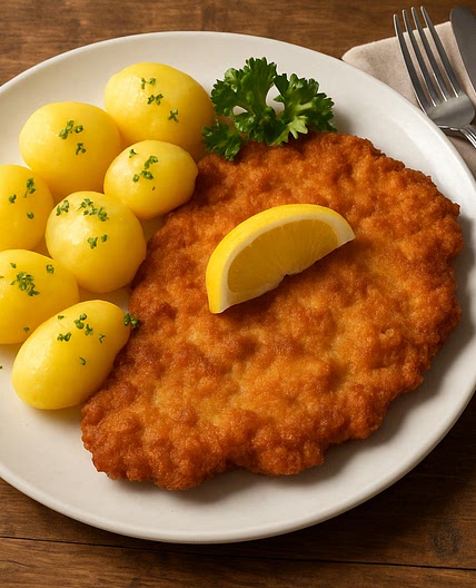 Schnitzel mit Salzkartoffeln