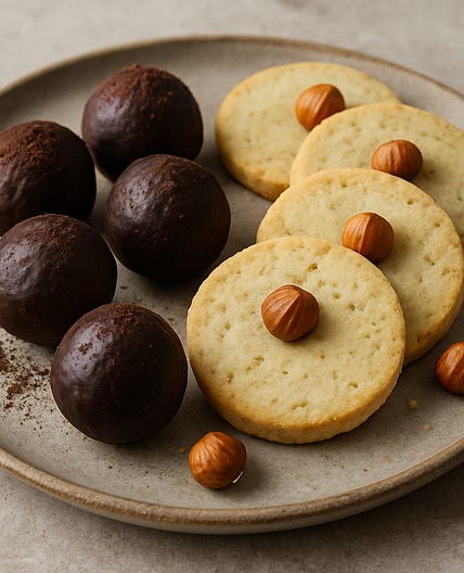 Dunkle Schokoladen-Truffe & Haselnuss-Zitronen-Shortbread