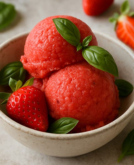 Erdbeer-Basilikum Sorbet