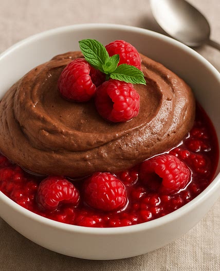 Schokoladen Mousse mit Himbeerragout