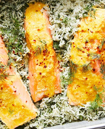 Baked Salmon and Dill Rice