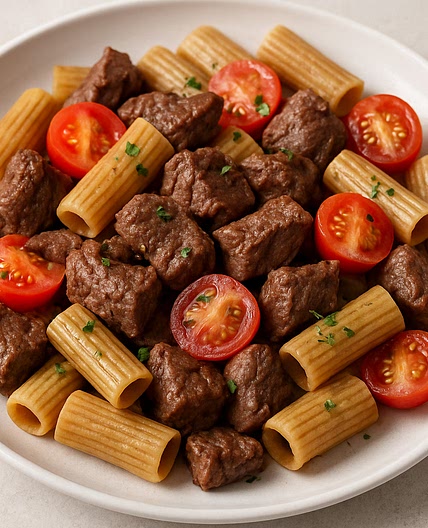 Protein Plus Pasta with Beef and Cherry Tomatoes
