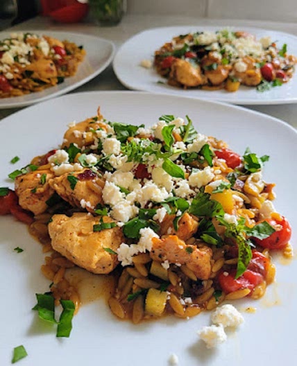 Lemon Orzo Garden Chicken