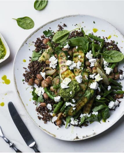 GREEN SUMMER SALAD with nourishing black quinoa & creamy feta