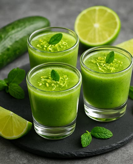 Gurke-Minze Shot mit Limettenzest