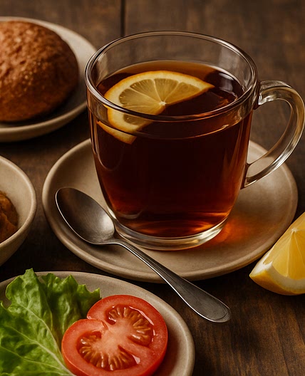 Erdiger Genuss (Schwarztee mit Zitronenspritzer)