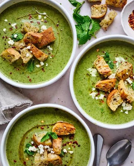Brocolli, Spinach and Pea Soup