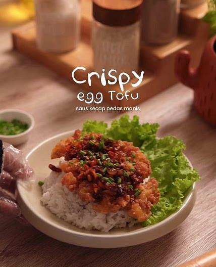 Crispy Egg Tofu with Sweet Spicy Soy Sauce