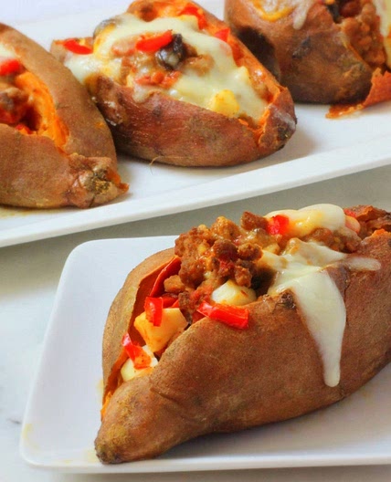 Ground Beef Stuffed Sweet Potatoes