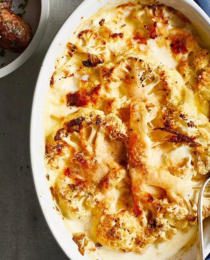 Cauliflower Purée and Cheese Sauce