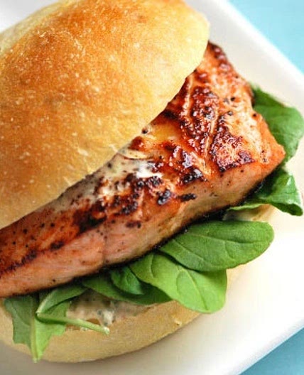 Grilled Salmon Sandwiches with Chipotle Mayo