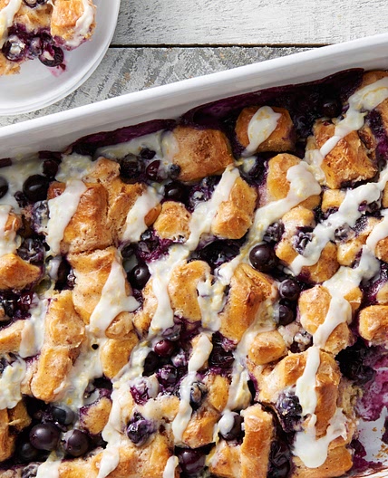 Blueberry-Lemon Cinnamon Roll Breakfast Bake