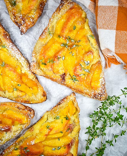 Peach and Mascarpone Pastries for National Peach Month