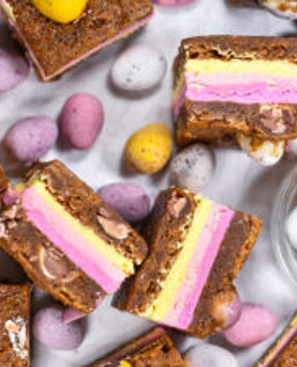 Mini Egg Blondies with White Chocolate Ganache