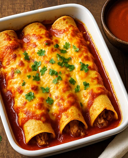 Cheesy Pork Enchiladas & DIY Enchilada Sauce