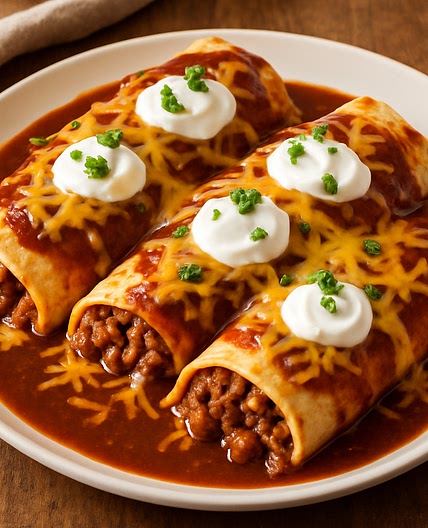 Smothered Beef & Bean Burritos