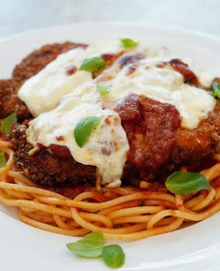 Chicken Parmesan with Pasta and Tomato Sauce
