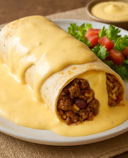 Creamy Cheese Sauce Beef Burrito