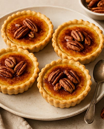 Bourbon Pecan Creme Brulée Tartlets