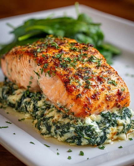 Saumon Farci aux Épinards et à la Feta au Four